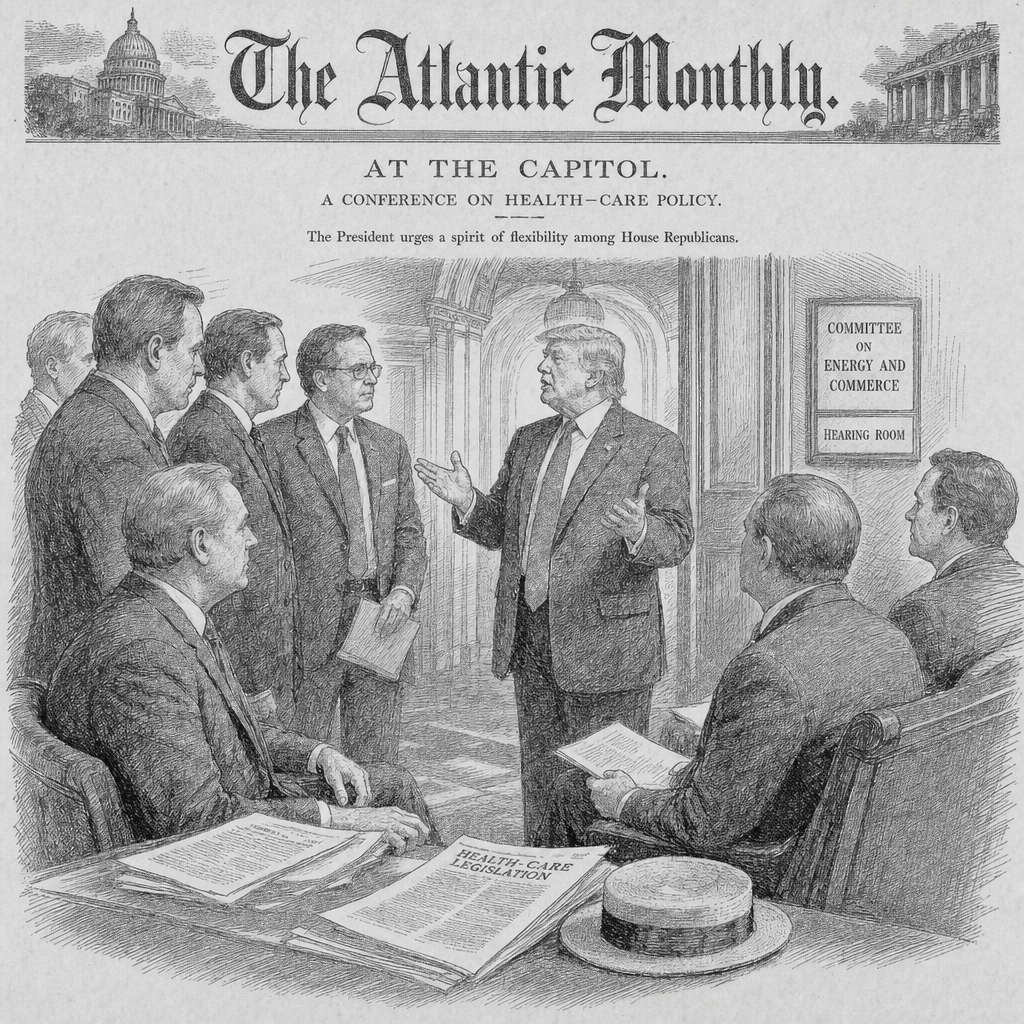 Illustration accompanying article: Trump tells Republicans to be 'flexible' on Hyde Amendment for health care