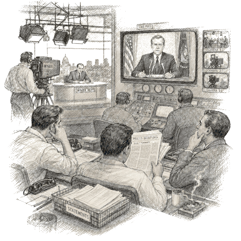 Illustration accompanying article: White House Criticizes CNN for Airing Iranian