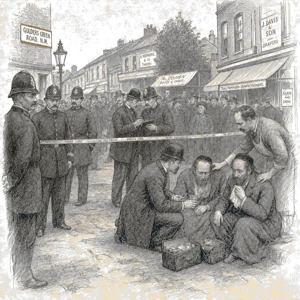 Illustration accompanying article: London man charged with attempted murder in stabbings of Jewish men; UK terror threat…