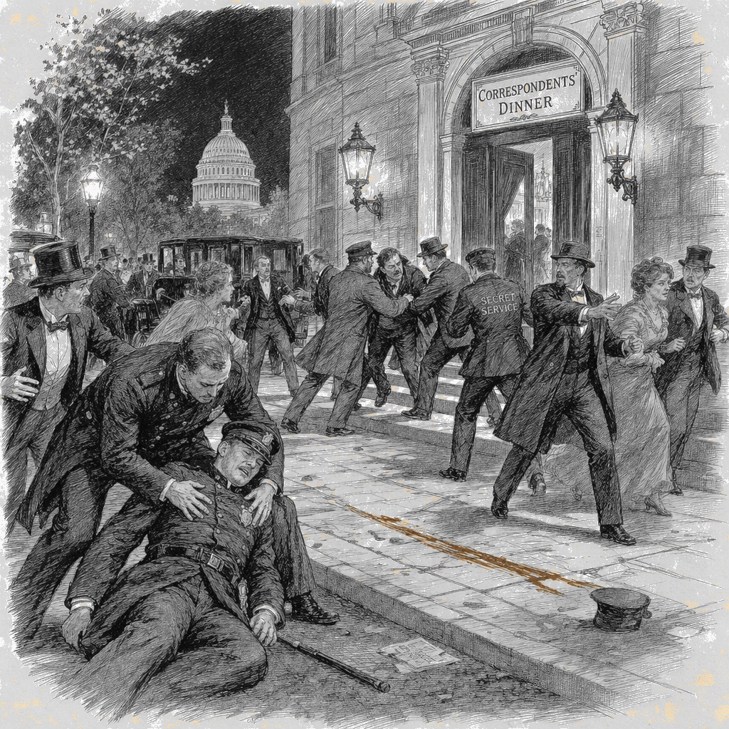 Illustration accompanying article: California man indicted on new charge of assaulting Secret Service officer at…