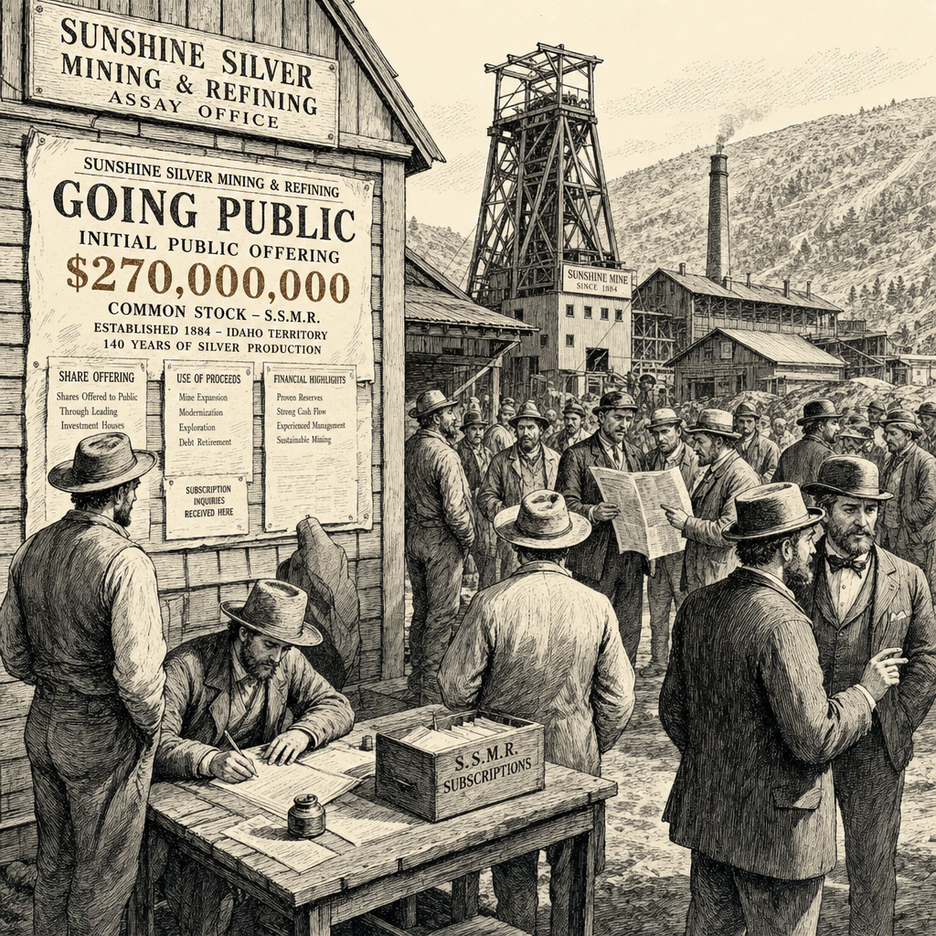 Illustration accompanying article: 140-Year-Old Idaho Silver Mine Goes Public in $270 Million IPO