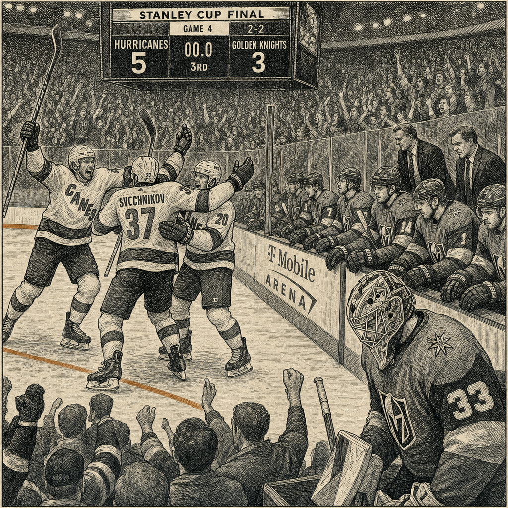 Illustration accompanying article: Hurricanes beat Golden Knights in Game 4, even Stanley Cup Final 2-2