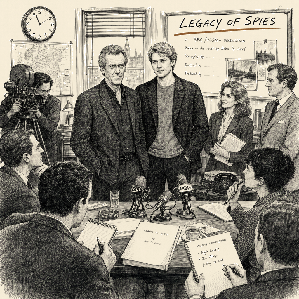 Illustration accompanying article: Hugh Laurie, Joe Alwyn join cast of BBC/MGM+ le Carré adaptation 'Legacy of Spies'