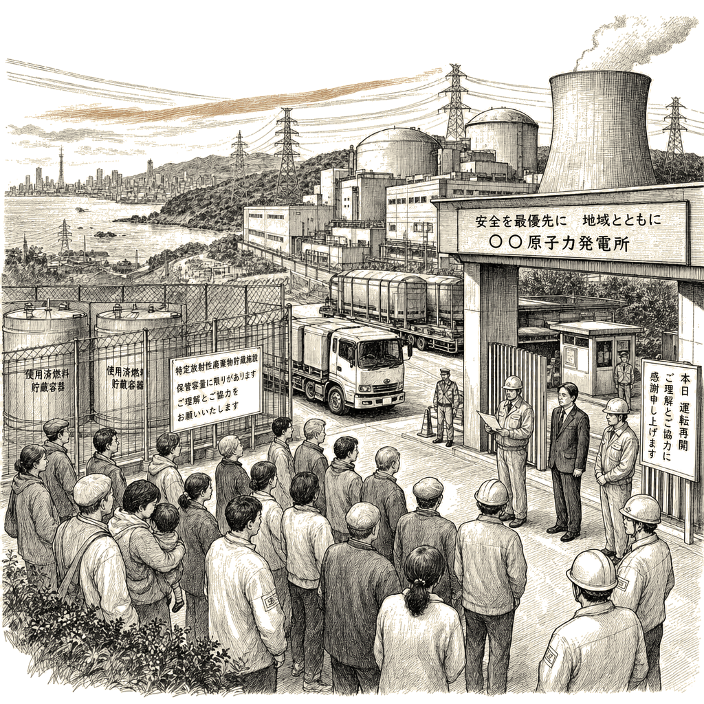 Illustration accompanying article: Japan nuclear restart revives waste storage
