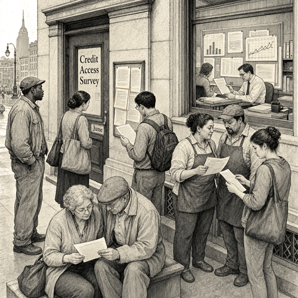 Illustration accompanying article: NY Fed releases June credit access survey; data to be analyzed