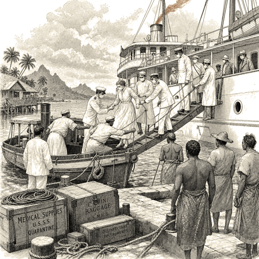 Illustration accompanying article: US charters $750K yacht to evacuate American exposed to hantavirus