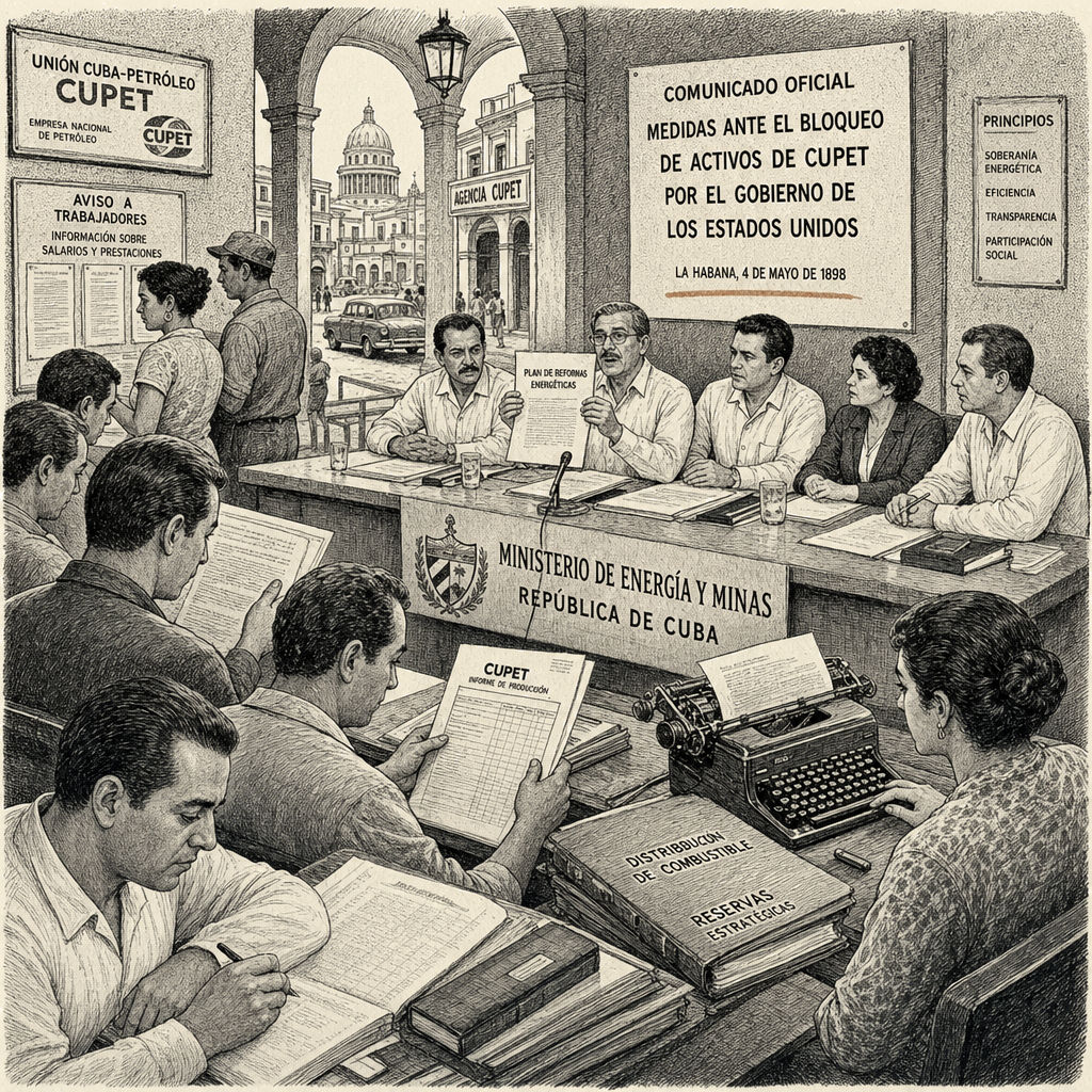 Illustration accompanying article: Cuba unveils economic reforms hours after US freezes state oil company assets