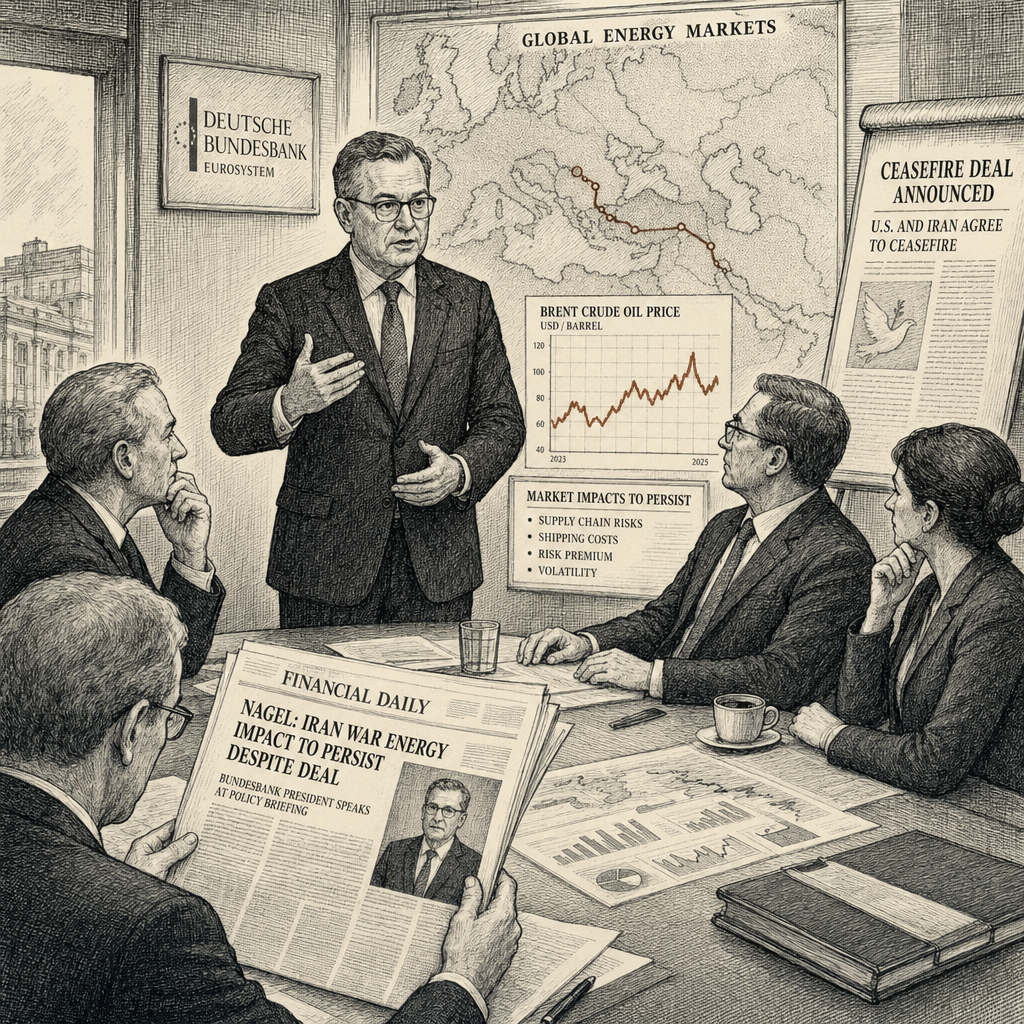 Illustration accompanying article: ECB's Nagel says Iran war energy impact to persist despite deal