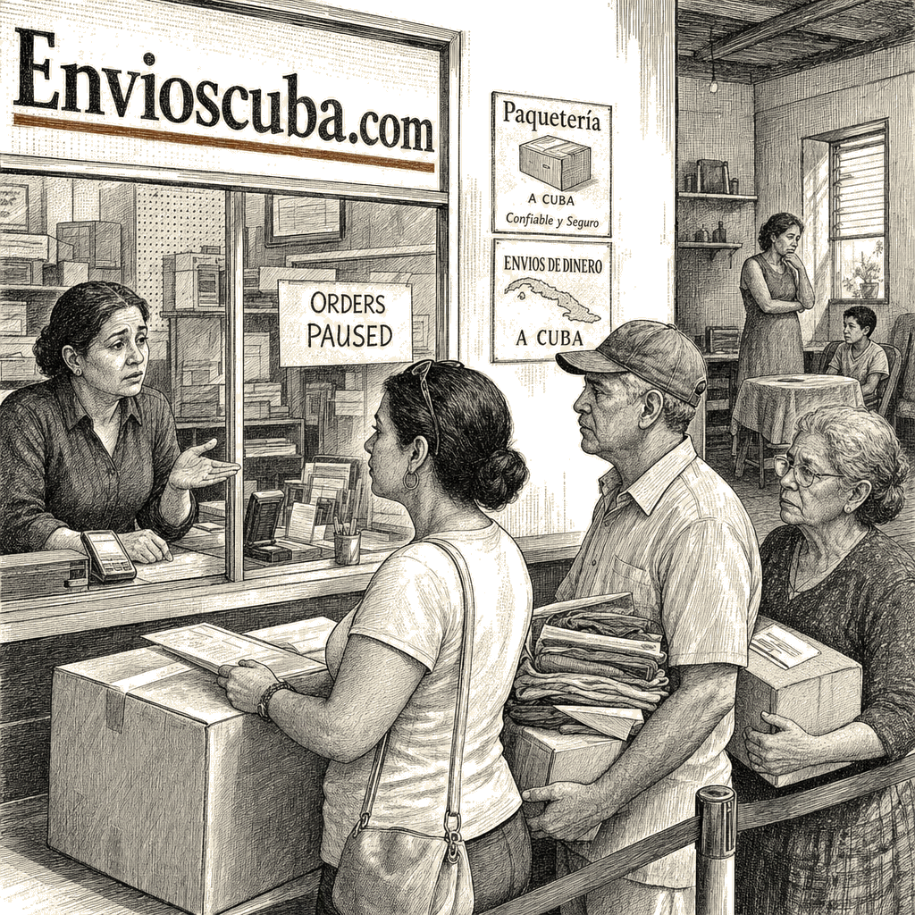 Illustration accompanying article: Envioscuba halts US-to-Cuba deliveries as Trump sanctions tighten