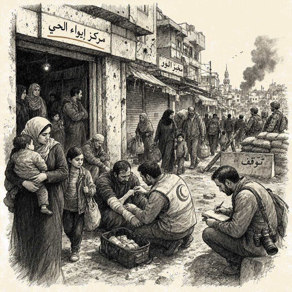 Illustration accompanying article: Iran war enters new phase as normalisation of fear sets in, analyst says