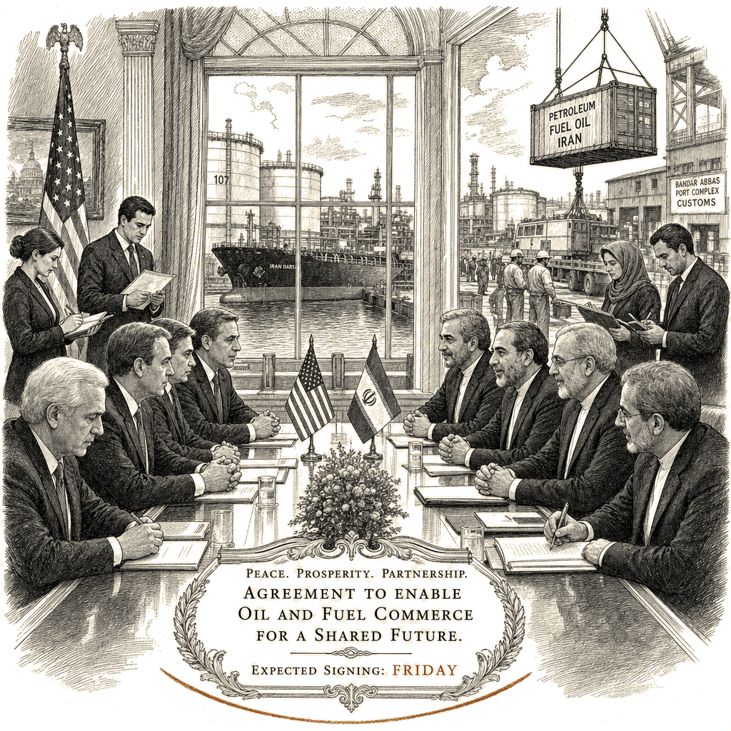 Illustration accompanying article: Iran to boost oil revenue by over $60 billion under US peace deal