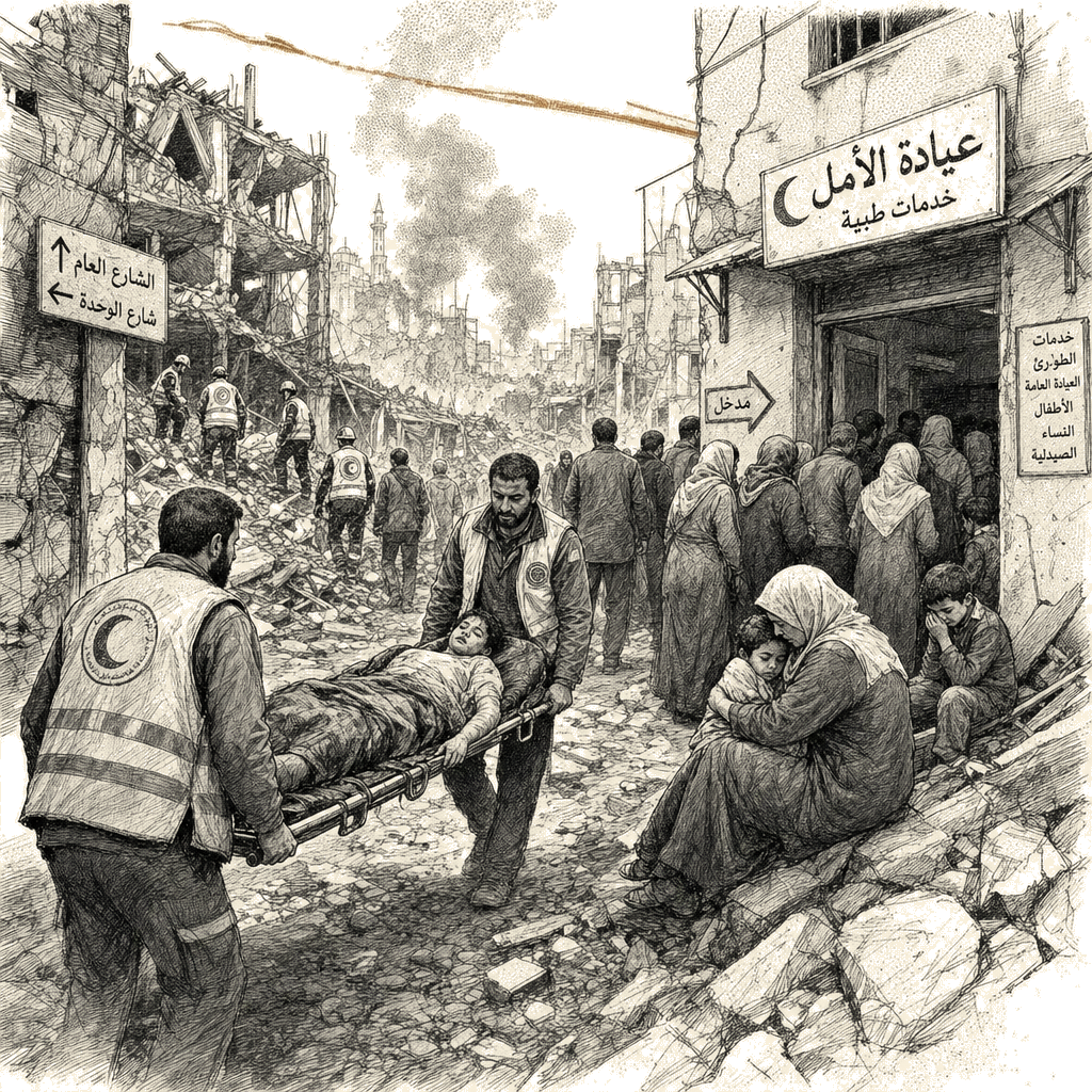 Illustration accompanying article: Over 1,000 killed in Gaza since October ceasefire, health officials say