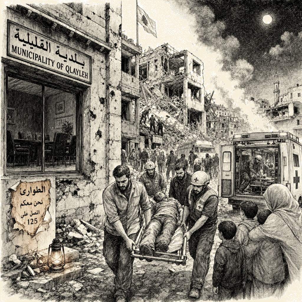 Illustration accompanying article: Israeli strikes kill at least 18 in southern Lebanon as cease-fire talks stall