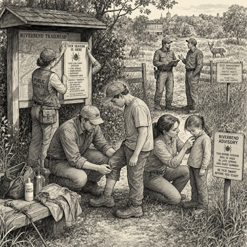 Illustration accompanying article: Tick season intensifies; deer management eyed as tool to curb spread