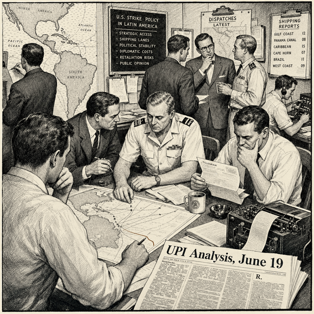 Illustration accompanying article: US strike policy in Latin America carries strategic risks, analyst warns