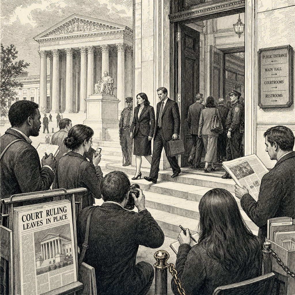 Illustration accompanying article: Supreme Court leaves ruling that ends private voting rights lawsuits in 7 states