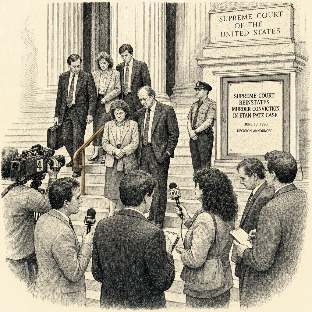 Illustration accompanying article: Supreme Court reinstates murder conviction in Etan Patz case