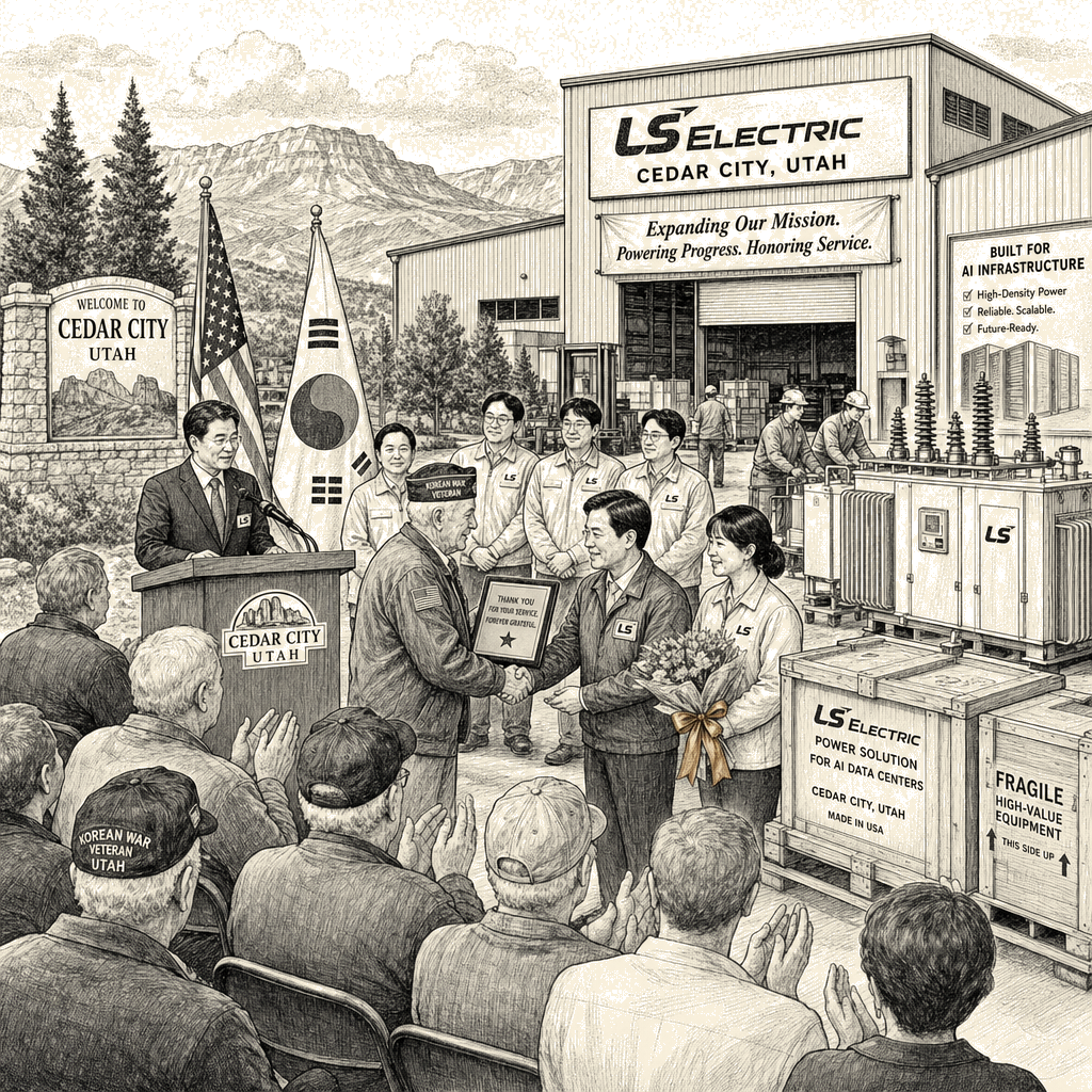 Illustration accompanying article: LS Electric ties Utah growth to Korean War veterans, AI data center boom