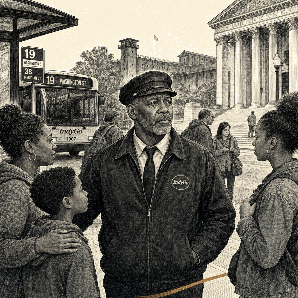 Illustration accompanying article: Supreme Court ruling could return man freed through compassionate release to prison
