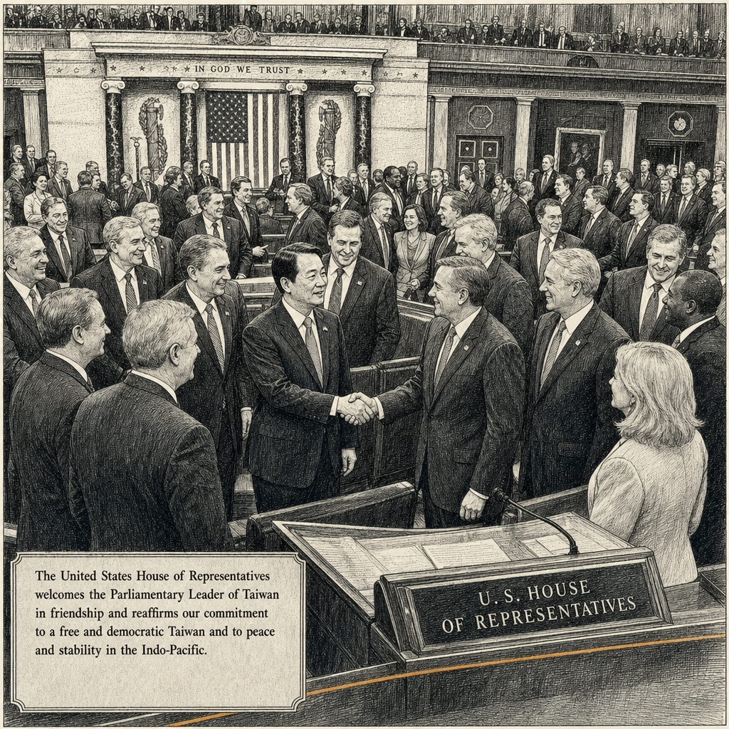 Illustration accompanying article: Bipartisan House members welcome Taiwan's parliamentary leader, pledge support