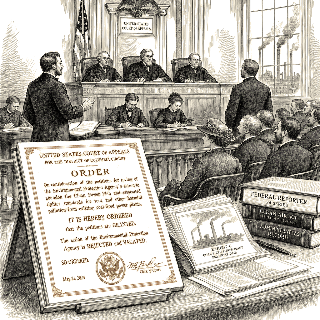 Illustration accompanying article: Appeals court rejects Trump EPA bid to abandon soot pollution rule
