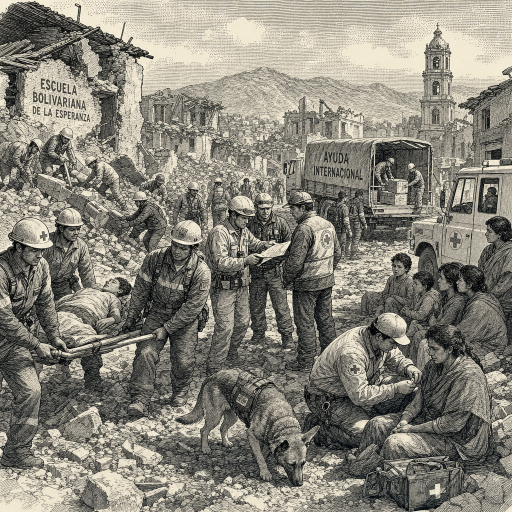 Illustration accompanying article: Venezuela quake death toll rises to 235 as rescue teams arrive