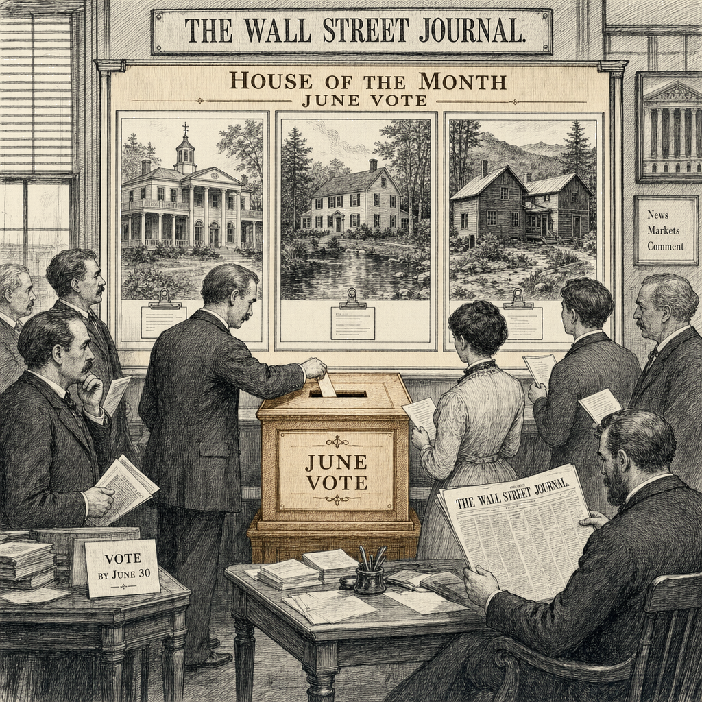 Illustration accompanying article: WSJ readers vote on June's House of the Month contenders
