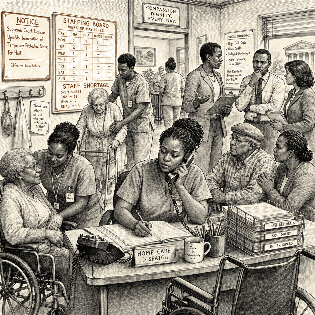 Illustration accompanying article: Haitian TPS deportations threaten U.S. healthcare workforce, experts say
