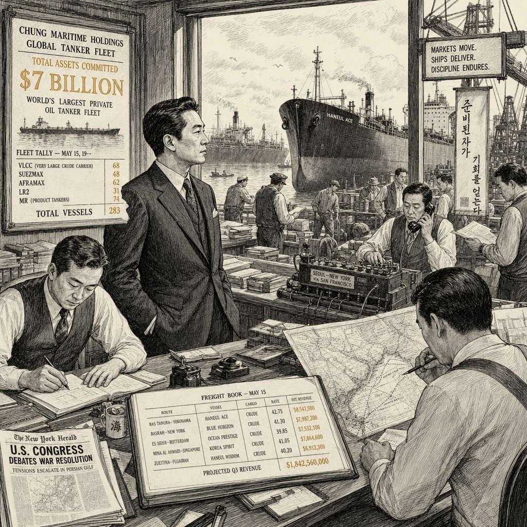Illustration accompanying article: Korean tanker tycoon poised to profit from pre-war tanker bet