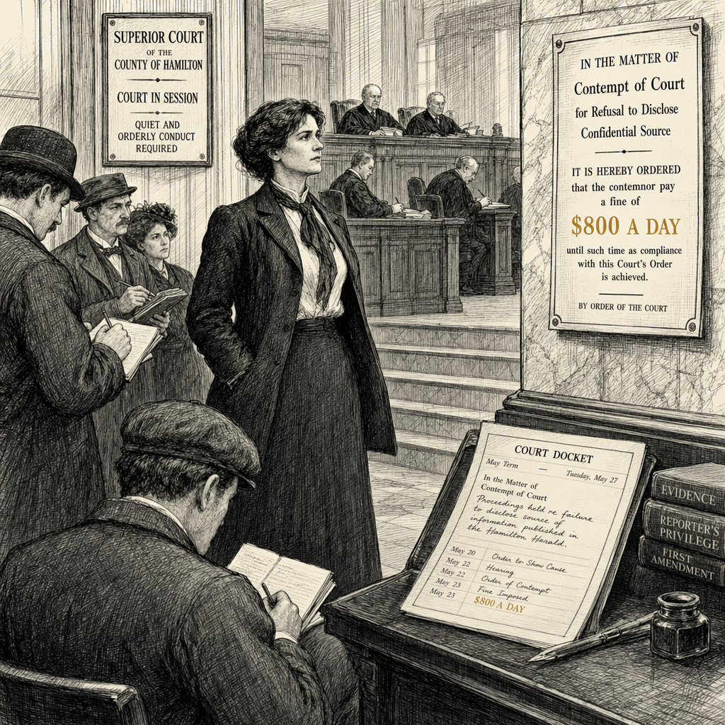 Illustration accompanying article: Supreme Court lets $800-a-day contempt fine stand against ex-Fox News reporter