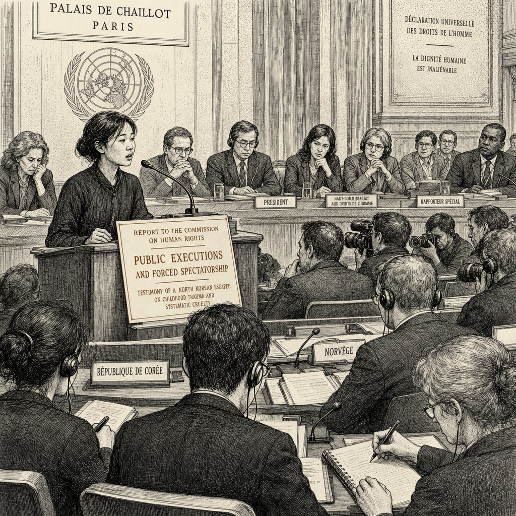Illustration accompanying article: Rights group urges U.N. to spotlight North Korea executions in reporting