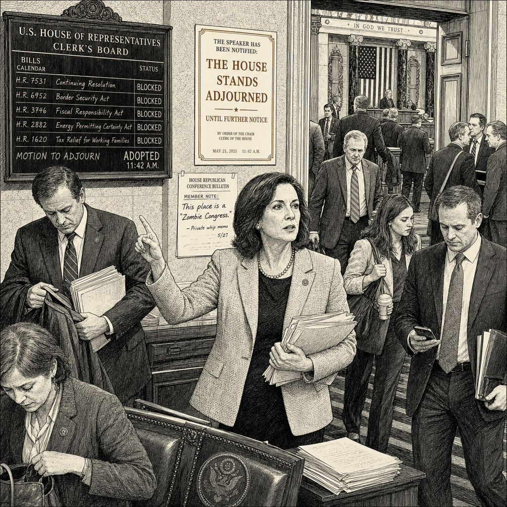 Illustration accompanying article: Luna-led rebellion blocks House vote, sends lawmakers home early