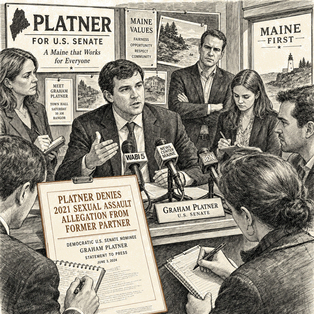 Illustration accompanying article: Maine Senate nominee Platner denies 2021 sexual assault allegation from former partner
