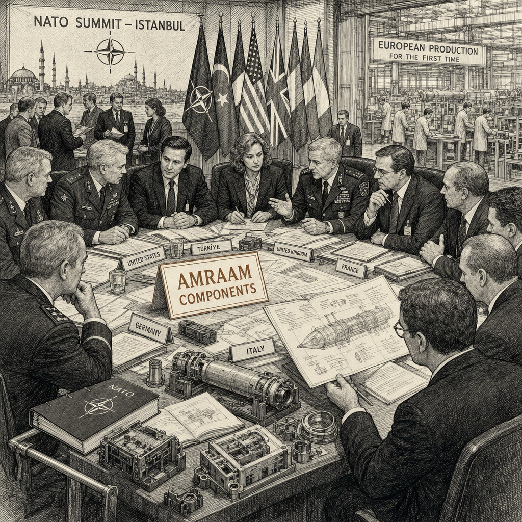 Illustration accompanying article: Raytheon and NATO allies agree to qualify European suppliers for AMRAAM components