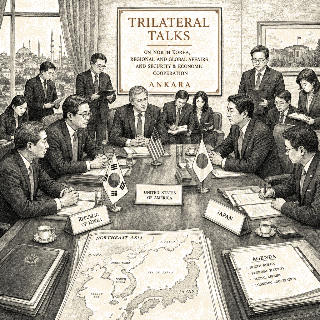 Illustration accompanying article: US, South Korea, Japan top diplomats to meet in Ankara for trilateral talks