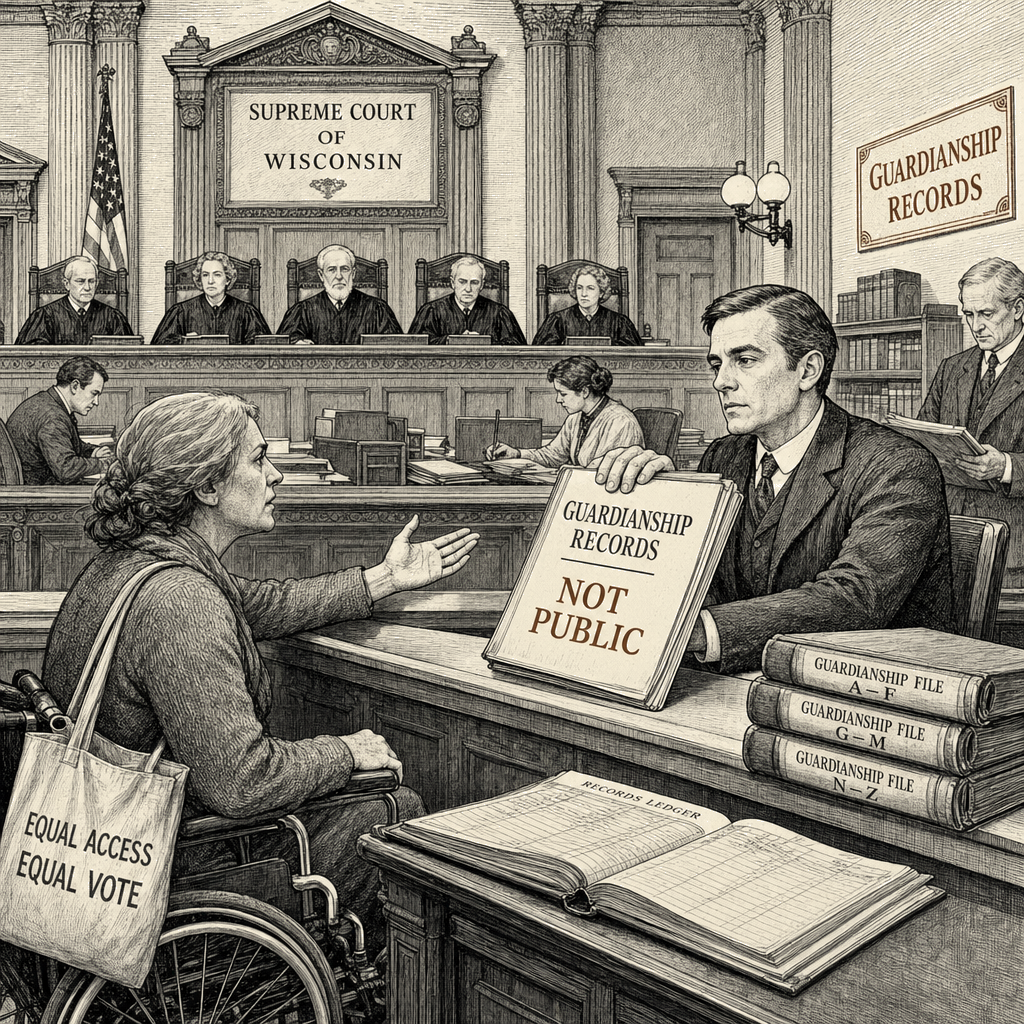 Illustration accompanying article: Wisconsin Supreme Court blocks release of disabled voter records