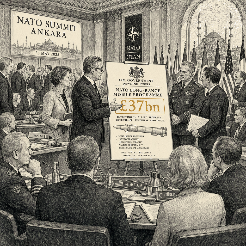 Illustration accompanying article: Downing Street unveils £37bn NATO missile programme at Ankara summit