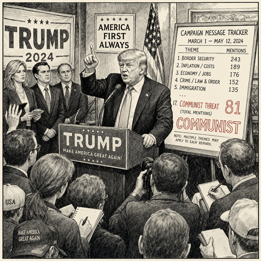 Illustration accompanying article: Trump escalates 'communist' attacks on Democrats ahead of midterms