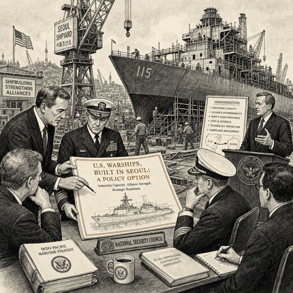 Illustration accompanying article: US does not rule out Korean-built warships, Seoul says