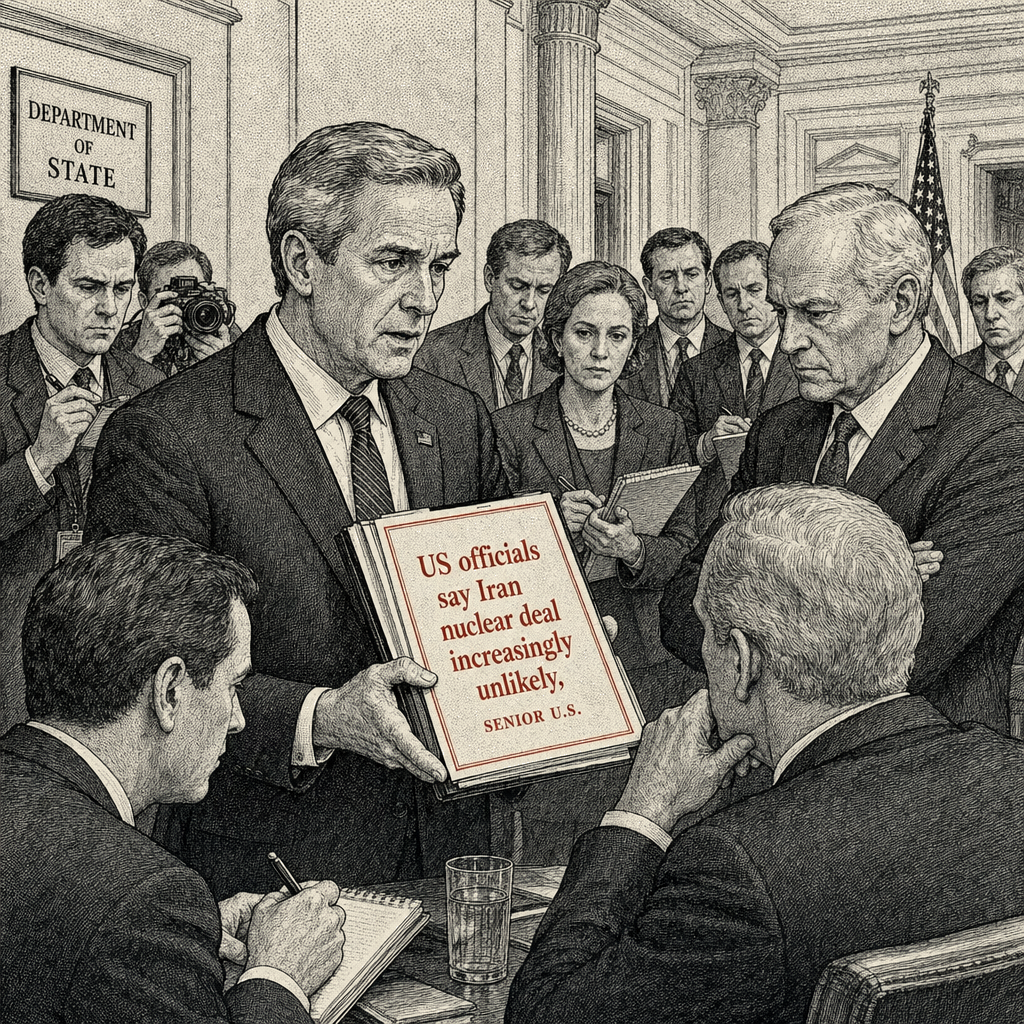 Illustration accompanying article: US officials say Iran nuclear deal increasingly unlikely
