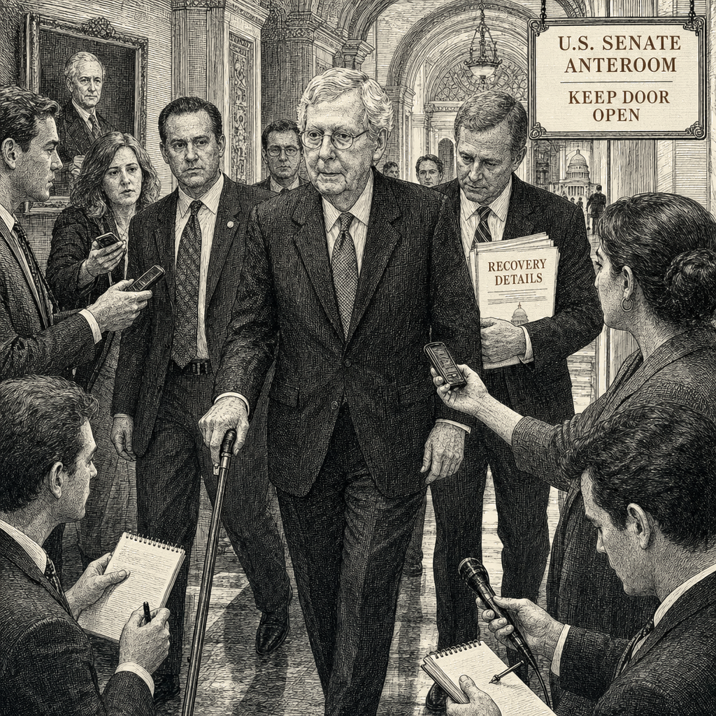 Illustration accompanying article: McConnell says fall caused June hospitalization, discloses recovery details