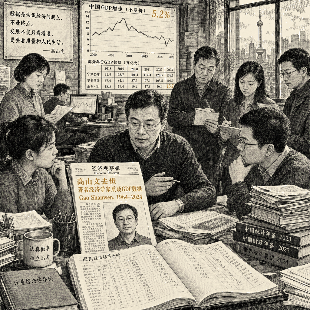 Illustration accompanying article: Gao Shanwen, Chinese economist who challenged GDP figures, dies at 55