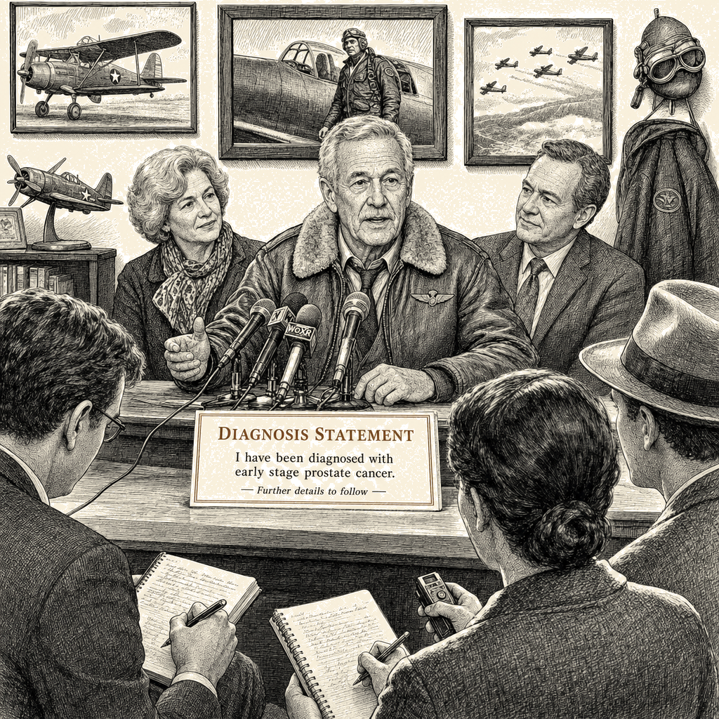 Illustration accompanying article: Sully Sullenberger reveals early-stage Alzheimer's diagnosis
