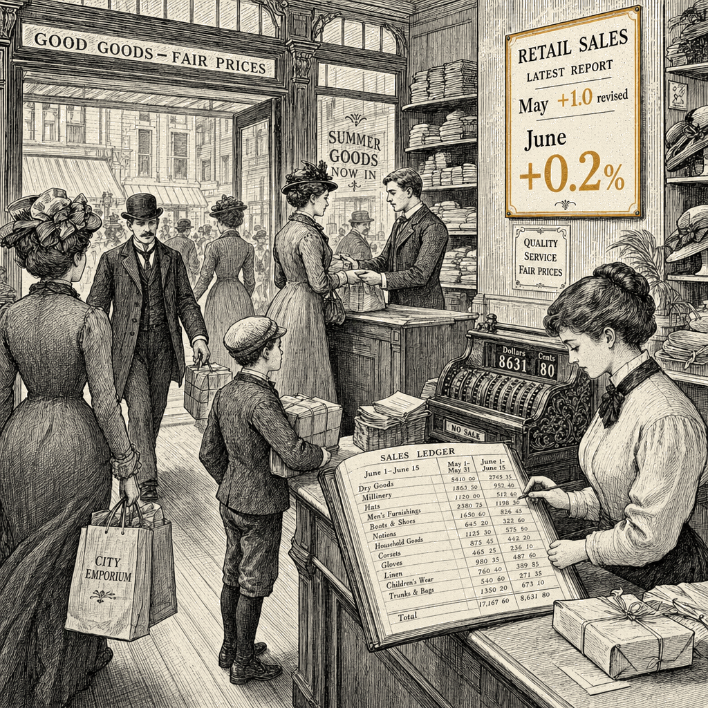 Illustration accompanying article: June retail sales rise 0.2% after revised May gain of 1%