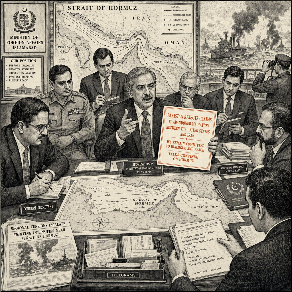 Illustration accompanying article: Pakistan rejects abandoning Iran mediation as fighting intensifies