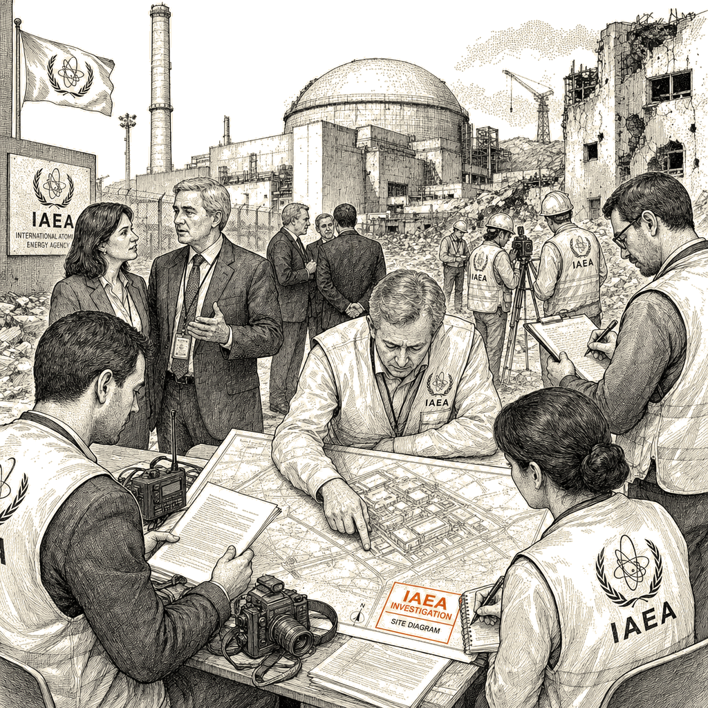 Illustration accompanying article: UN investigates Iran nuclear plant strike allegation