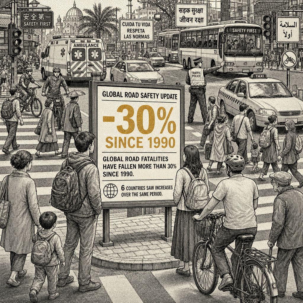 Illustration accompanying article: Global road fatalities fall 30% since 1990, but six nations buck trend