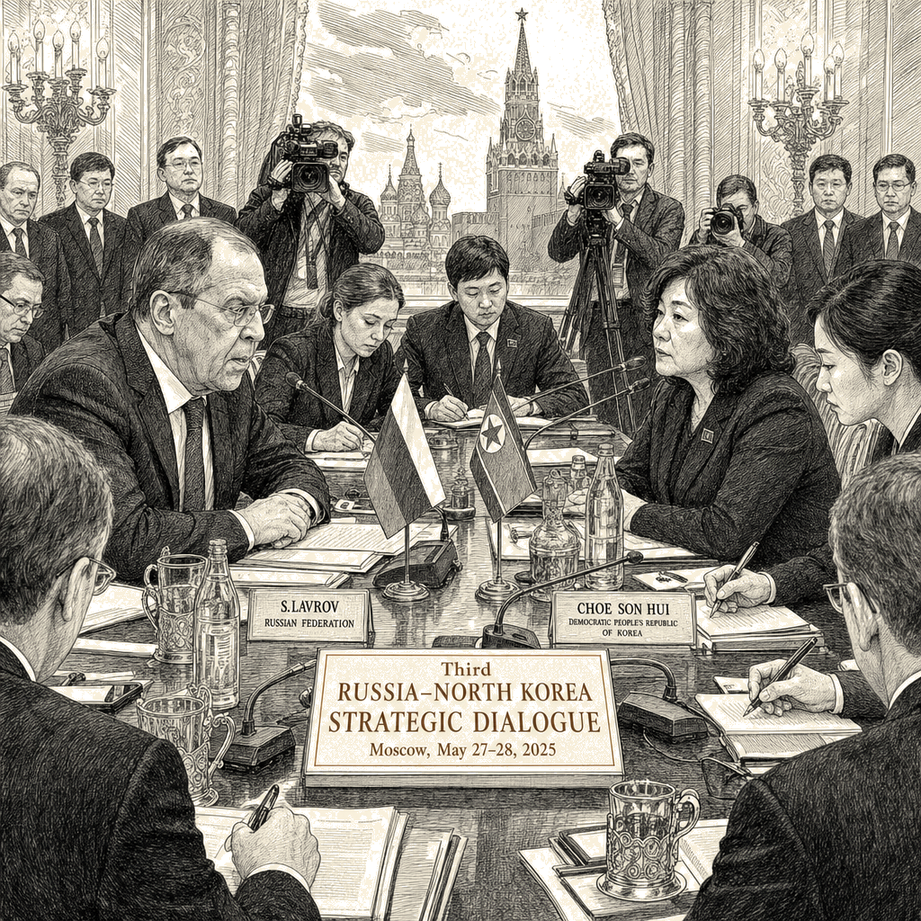 Illustration accompanying article: Lavrov, Choe meet in Moscow for third Russia-North Korea strategic dialogue