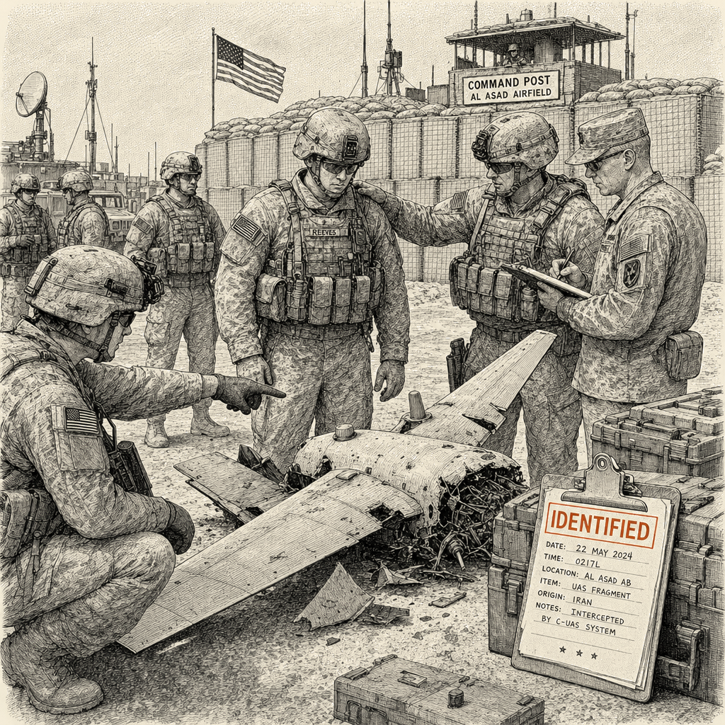 Illustration accompanying article: Pentagon identifies soldier killed disarming Iranian drone in Iraq