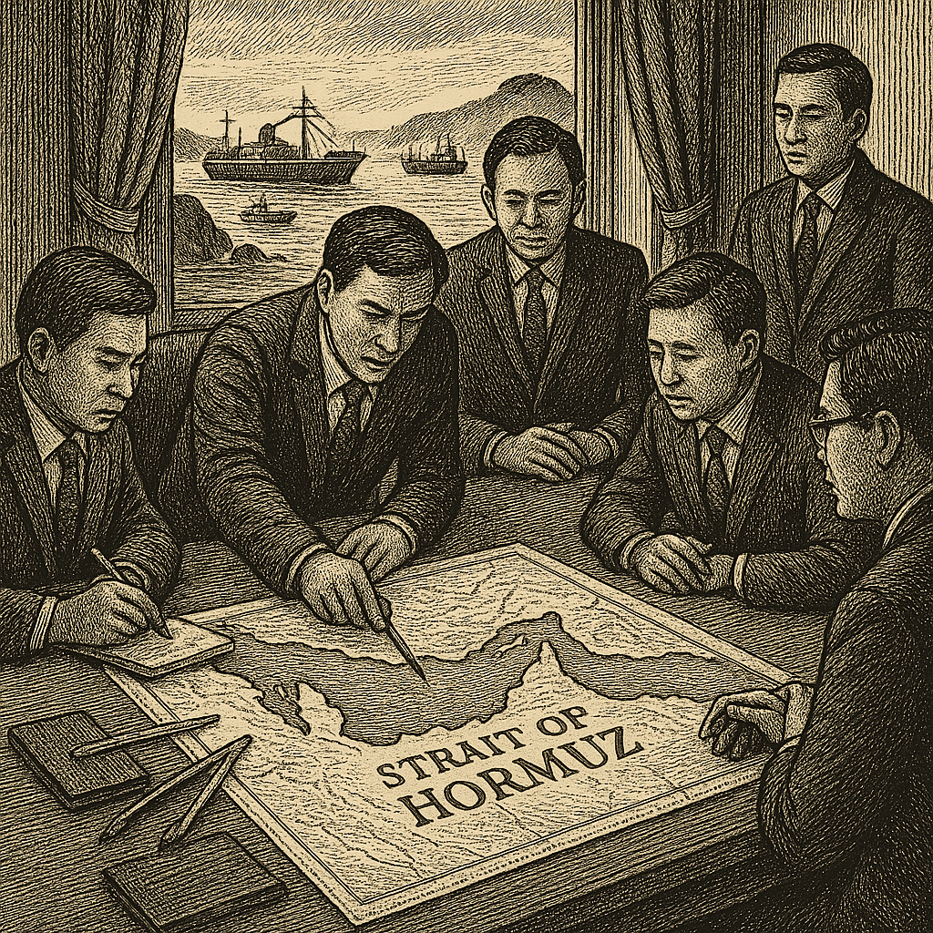 Illustration accompanying article: Seoul reviews Strait of Hormuz role, says no US warship request